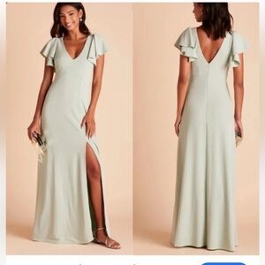 Birdie Grey Hannah Sage Crepe Flutter Sleeve Maxi Dress Size S